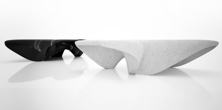 futuristic architecture zaha hadid table black white marble