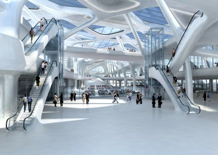 futuristic architecture zaha hadid zagreb interior ceiling design stairs